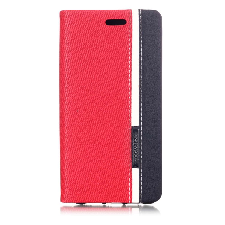 Contrast Color PU Leather Flip Stand Phone Shell with Card Slot for Huawei P20 - Red-1