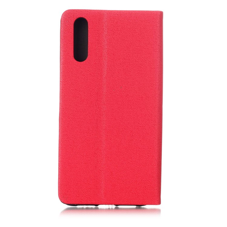 Contrast Color PU Leather Flip Stand Phone Shell with Card Slot for Huawei P20 - Red-2