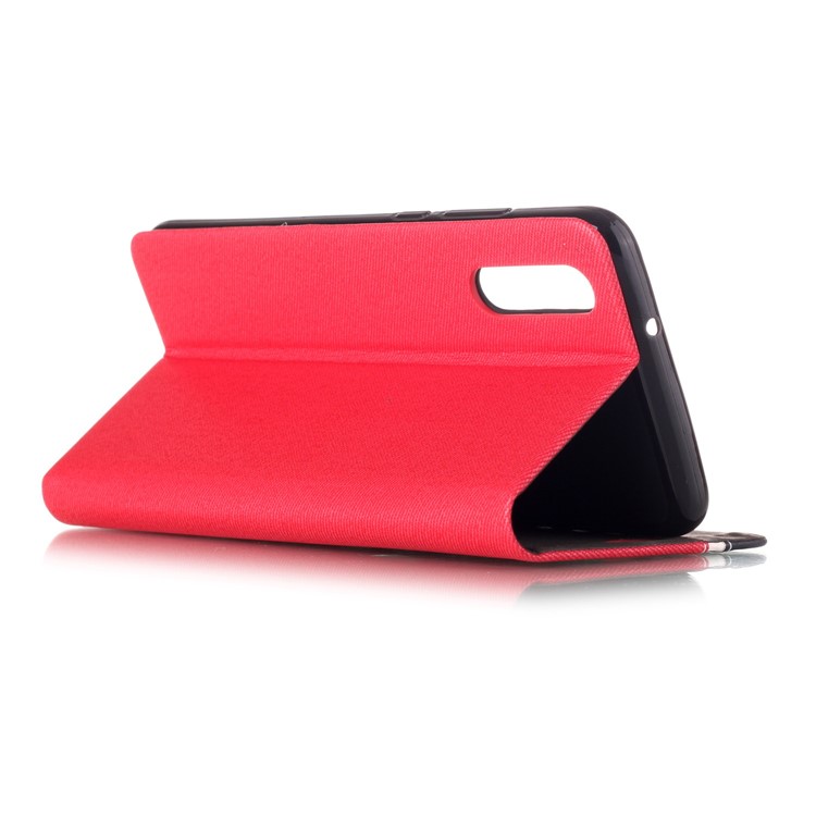 Contrast Color PU Leather Flip Stand Phone Shell with Card Slot for Huawei P20 - Red-3