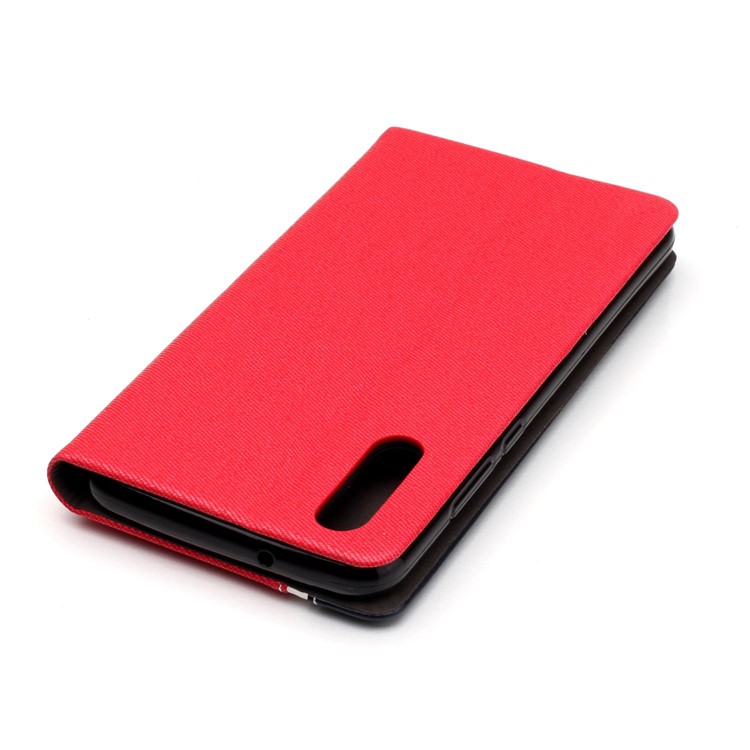 Contrast Color PU Leather Flip Stand Phone Shell with Card Slot for Huawei P20 - Red-5