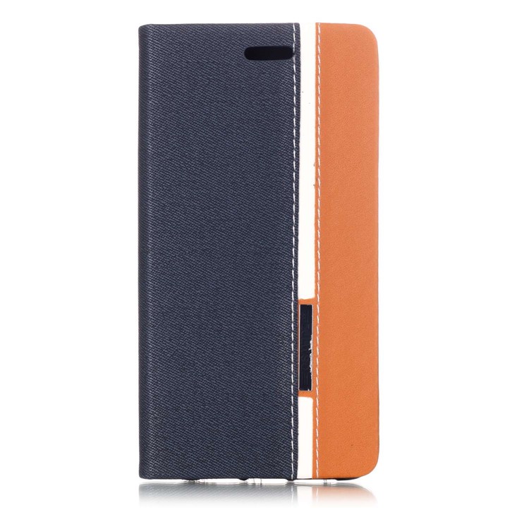Contrast Color Card Holder Leather Mobile Casing for Huawei P20 - Dark Blue-1