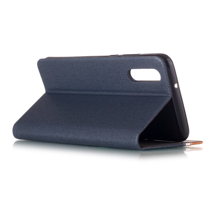 Contrast Color Card Holder Leather Mobile Casing for Huawei P20 - Dark Blue-3