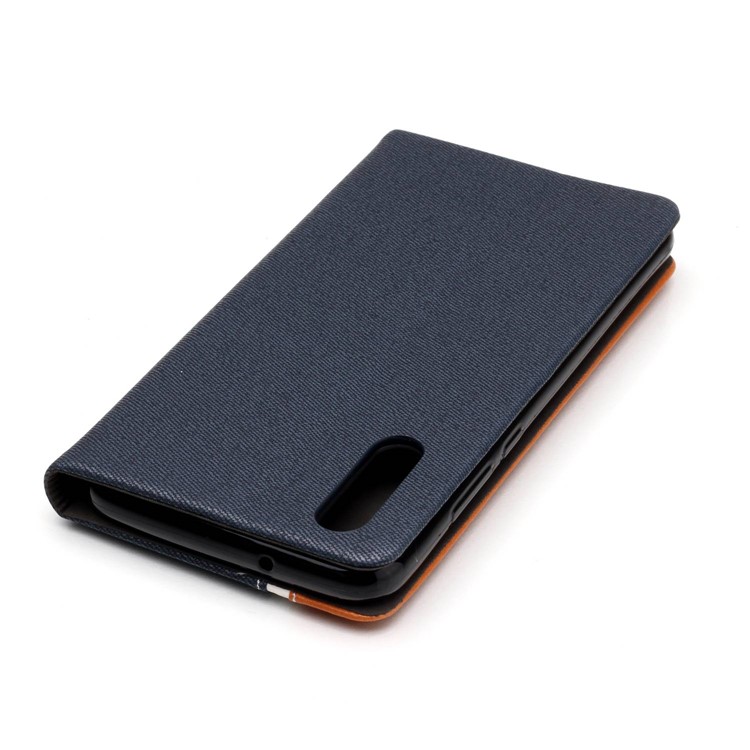 Contrast Color Card Holder Leather Mobile Casing for Huawei P20 - Dark Blue-5