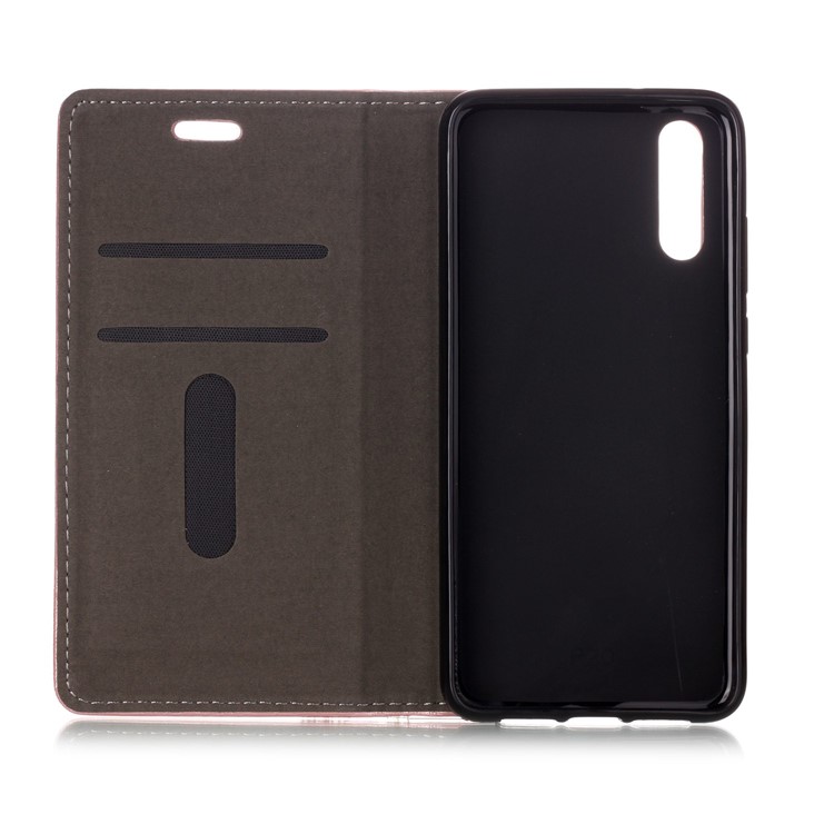 Auto-absorbing Tree Bark Texture Leather Card Holder Case for Huawei P20 - Rose Gold-4