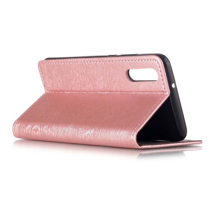 Auto-absorbing Tree Bark Texture Leather Card Holder Case for Huawei P20 - Rose Gold-5