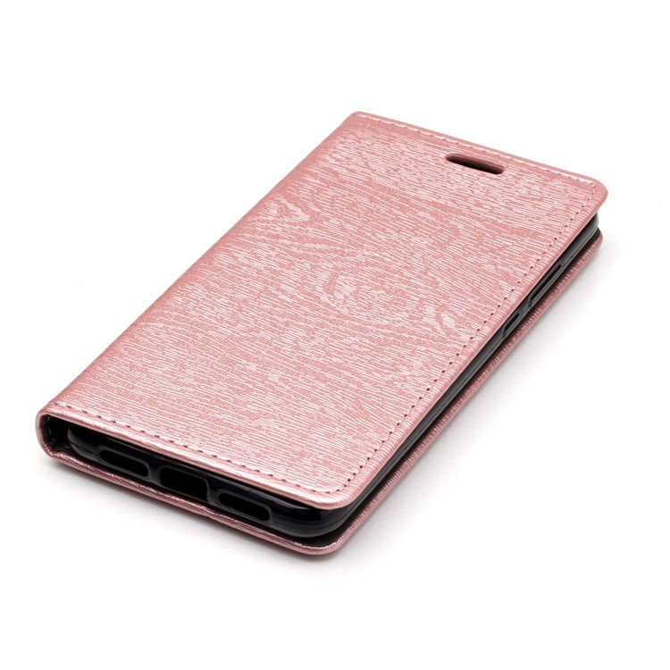 Auto-absorbing Tree Bark Texture Leather Card Holder Case for Huawei P20 - Rose Gold-6
