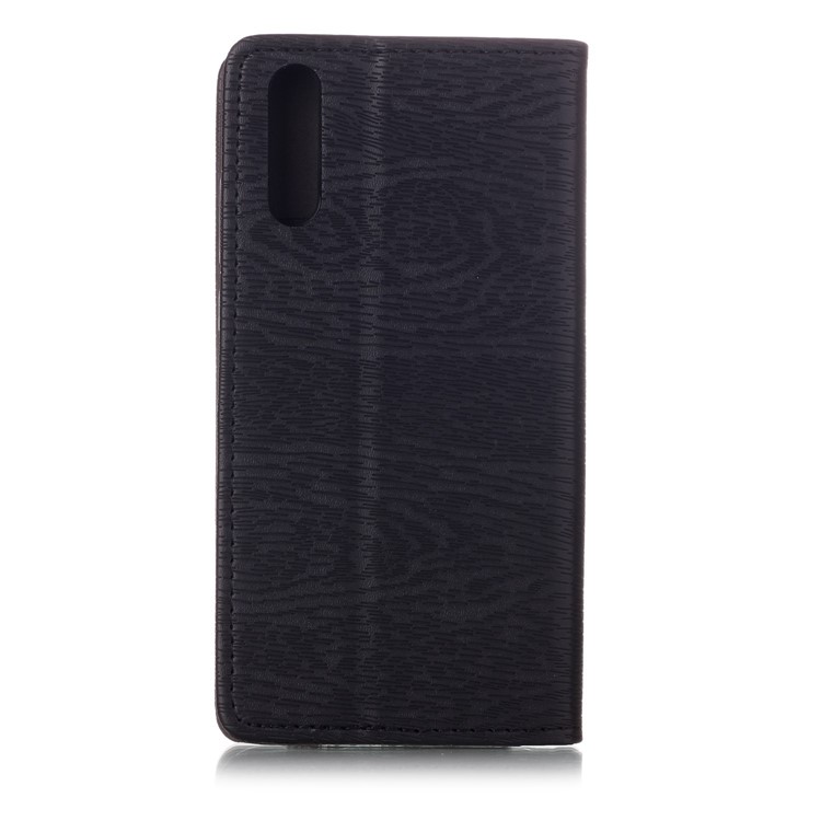 Auto-absorbing Tree Bark Texture Leather Flip Case for Huawei P20 - Black-2