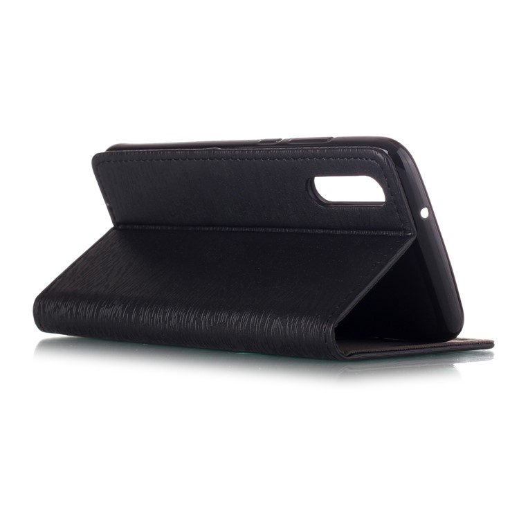 Auto-absorbing Tree Bark Texture Leather Flip Case for Huawei P20 - Black-3