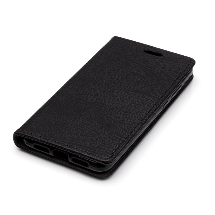 Auto-absorbing Tree Bark Texture Leather Flip Case for Huawei P20 - Black-4