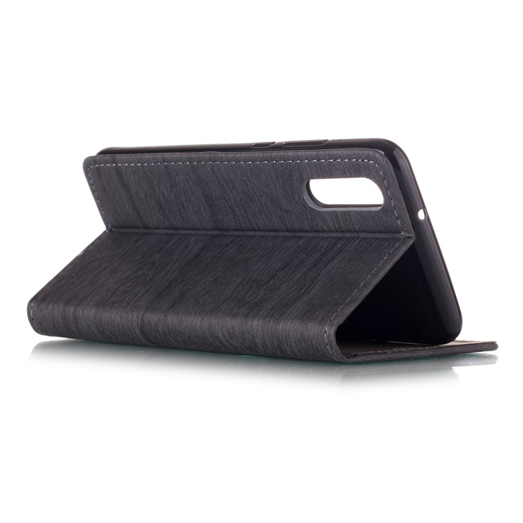 Auto-absorbing Tree Bark Texture Leather Folio Cover Accessory for Huawei P20 - Grey-3