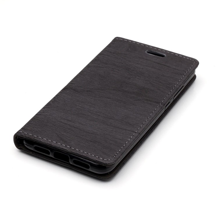 Auto-absorbing Tree Bark Texture Leather Folio Cover Accessory for Huawei P20 - Grey-4