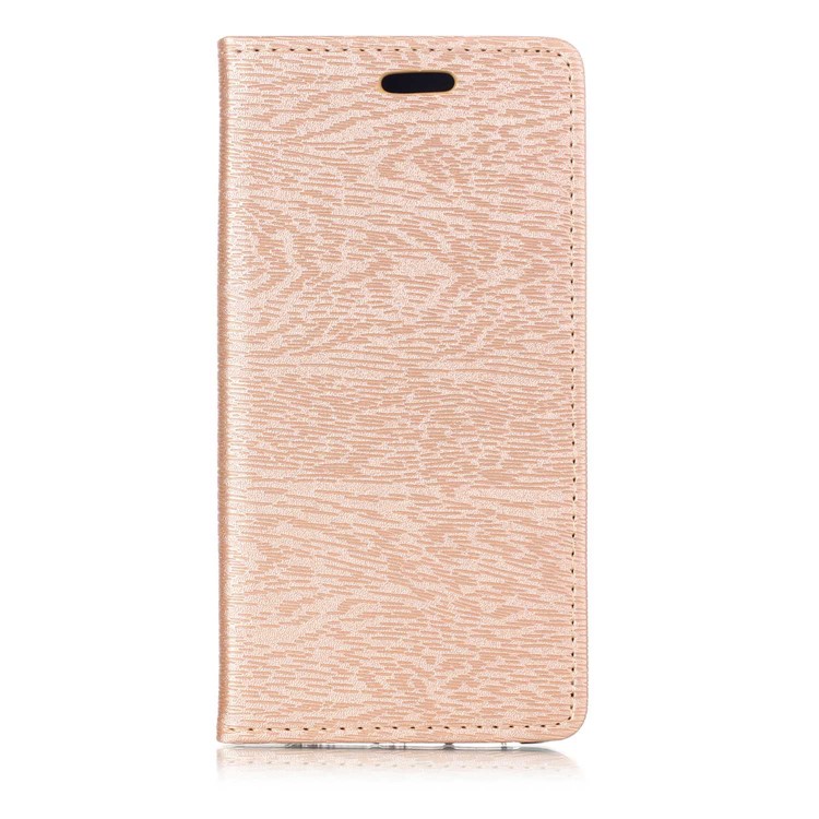 Auto-absorbing Tree Bark Texture Leather Mobile Stand Casing for Huawei P20 - Gold-1