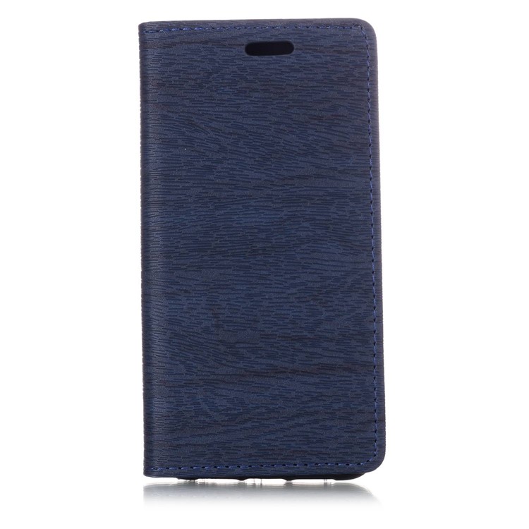 For Huawei P20 Auto-absorbing Tree Bark Grain Leather Stand Phone Protection Case - Dark Blue-1