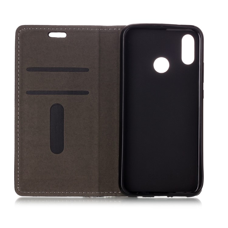 Auto-absorbing Tree Bark Texture Leather Card Holder Cover for Huawei P20 Lite / Nova 3e (China) - Black-4