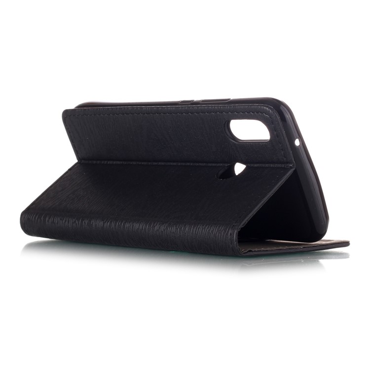 Auto-absorbing Tree Bark Texture Leather Card Holder Cover for Huawei P20 Lite / Nova 3e (China) - Black-5