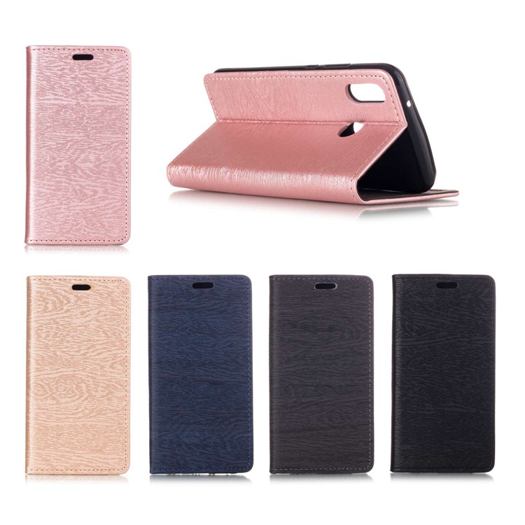 Auto-absorbing Tree Bark Texture Leather Card Holder Cover for Huawei P20 Lite / Nova 3e (China) - Black-8