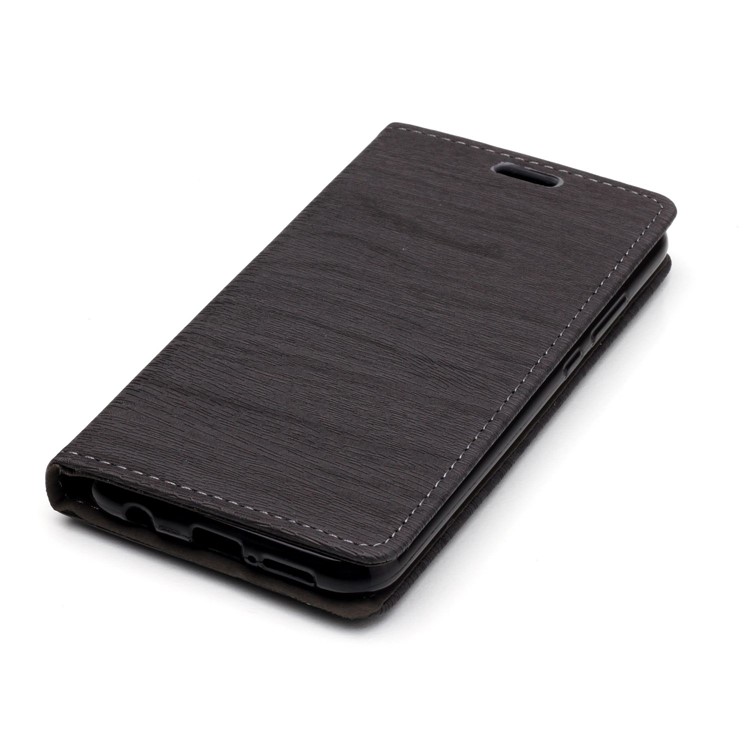 Auto-absorbing Tree Bark Texture Leather Flip Mobile Casing for Huawei P20 Lite / Nova 3e (China) - Grey-4