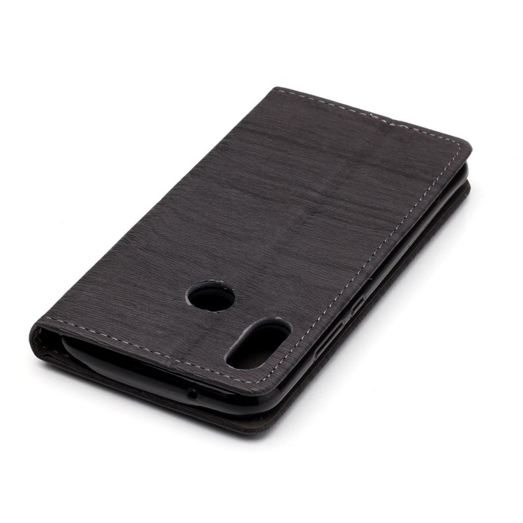 Auto-absorbing Tree Bark Texture Leather Flip Mobile Casing for Huawei P20 Lite / Nova 3e (China) - Grey-5