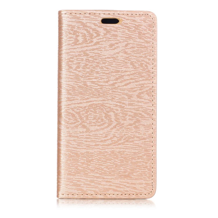 Auto-absorbing Tree Bark Texture Leather Phone Casing with Card Holder for Huawei P20 Lite / Nova 3e (China) - Gold-1