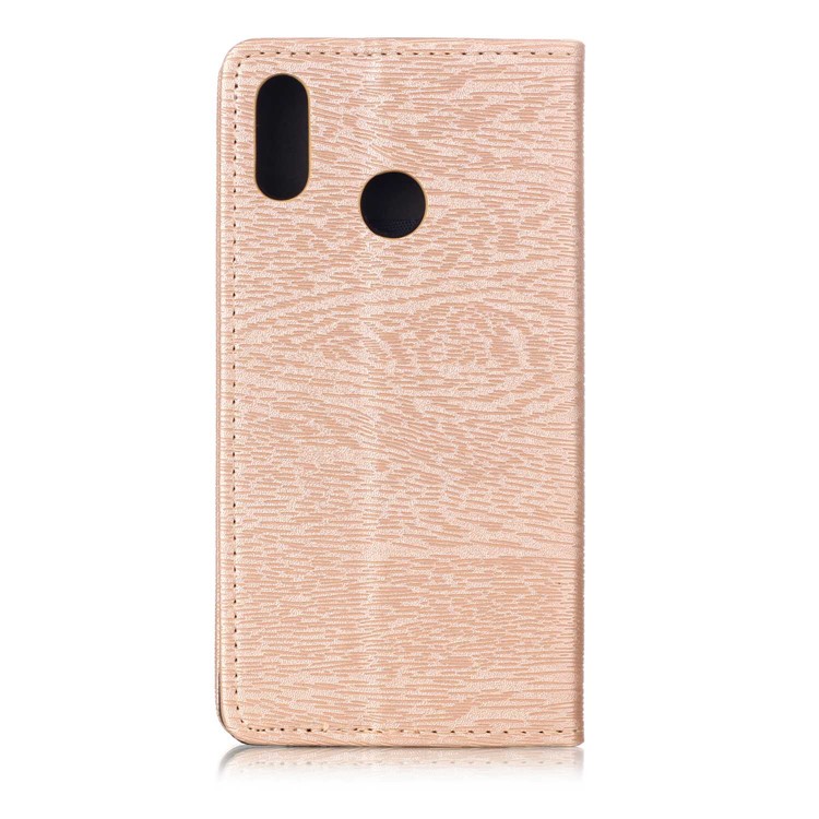 Auto-absorbing Tree Bark Texture Leather Phone Casing with Card Holder for Huawei P20 Lite / Nova 3e (China) - Gold-2
