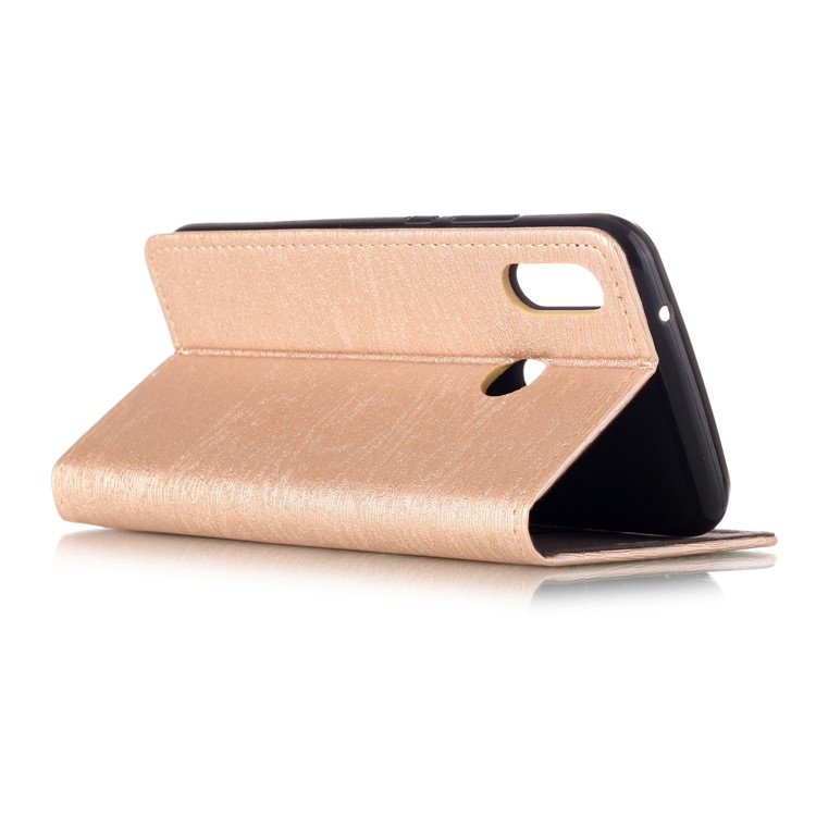 Auto-absorbing Tree Bark Texture Leather Phone Casing with Card Holder for Huawei P20 Lite / Nova 3e (China) - Gold-3