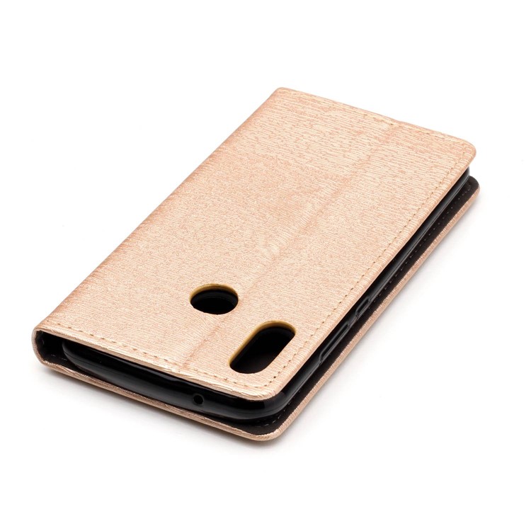 Auto-absorbing Tree Bark Texture Leather Phone Casing with Card Holder for Huawei P20 Lite / Nova 3e (China) - Gold-5