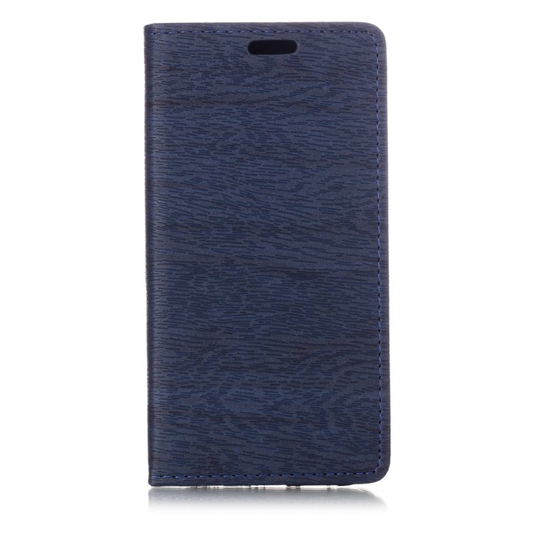 For Huawei P20 Lite / Nova 3e (China) Auto-absorbing Tree Bark Texture Leather Stand Mobile Case - Dark Blue-1