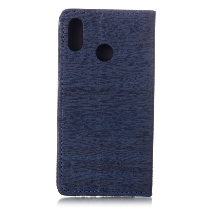 For Huawei P20 Lite / Nova 3e (China) Auto-absorbing Tree Bark Texture Leather Stand Mobile Case - Dark Blue-2