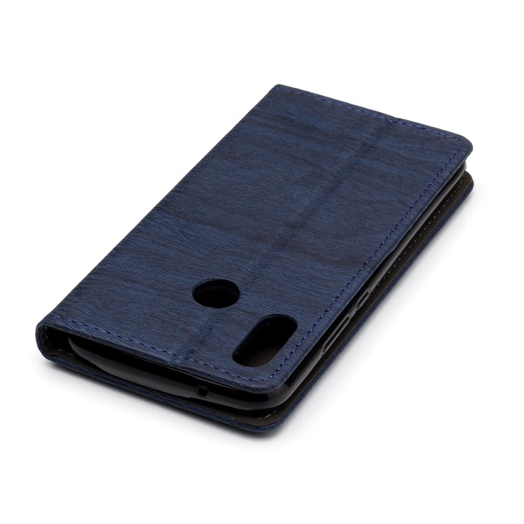 For Huawei P20 Lite / Nova 3e (China) Auto-absorbing Tree Bark Texture Leather Stand Mobile Case - Dark Blue-5