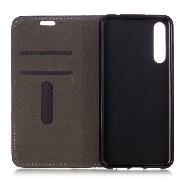 Auto-absorbing Tree Bark Texture Leather Case with Card Holders for Huawei P20 Pro - Black-4