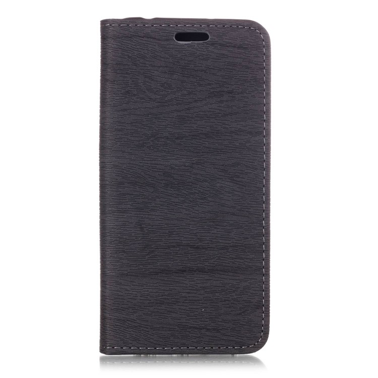 Auto-absorbing Tree Bark Texture Leather Stand Phone Case for Huawei P20 Pro - Grey-1