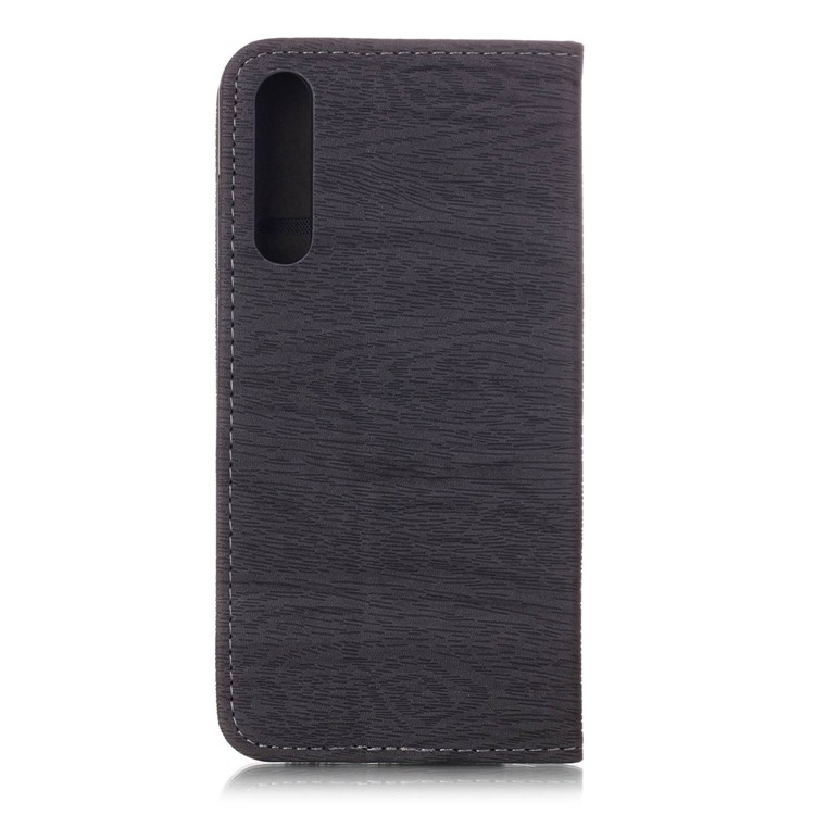 Auto-absorbing Tree Bark Texture Leather Stand Phone Case for Huawei P20 Pro - Grey-2