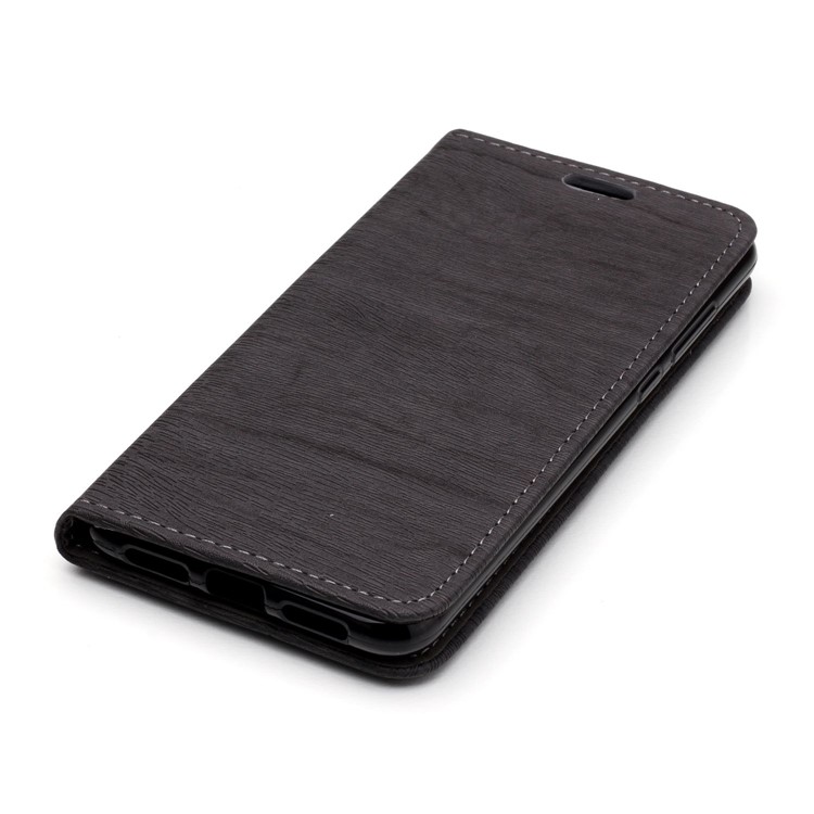 Auto-absorbing Tree Bark Texture Leather Stand Phone Case for Huawei P20 Pro - Grey-4