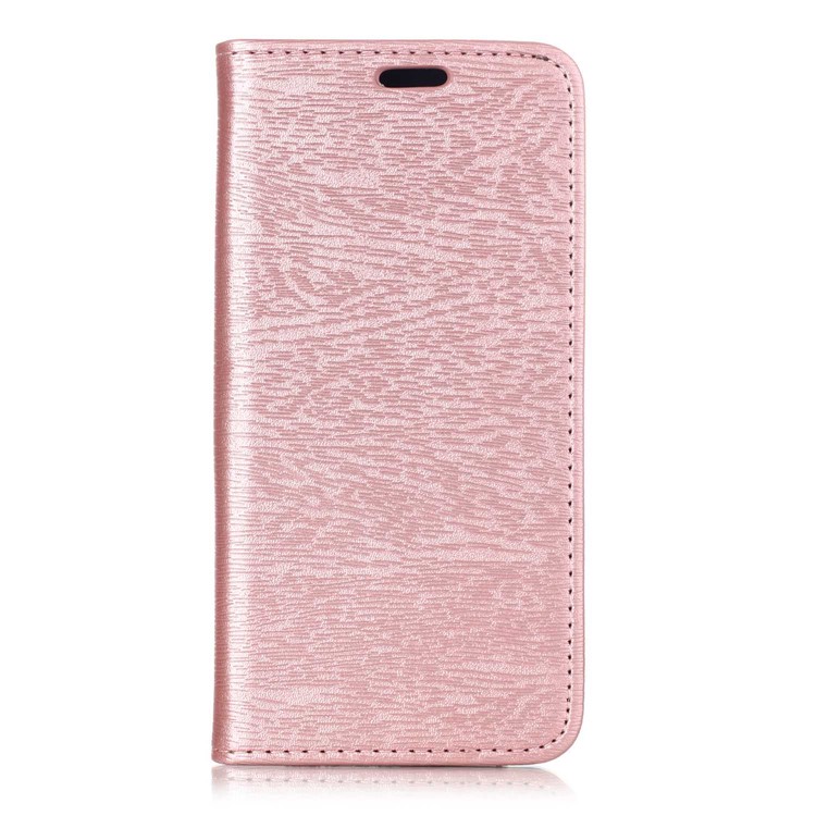 Auto-absorbing Tree Bark Texture Leather Card Holder Mobile Cover Accessory for Huawei P20 Pro - Rose Gold-1