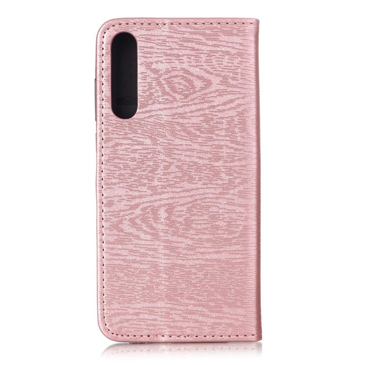 Auto-absorbing Tree Bark Texture Leather Card Holder Mobile Cover Accessory for Huawei P20 Pro - Rose Gold-2