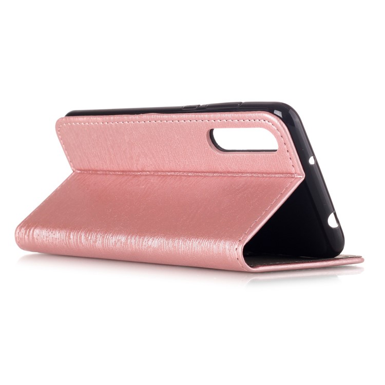 Auto-absorbing Tree Bark Texture Leather Card Holder Mobile Cover Accessory for Huawei P20 Pro - Rose Gold-3