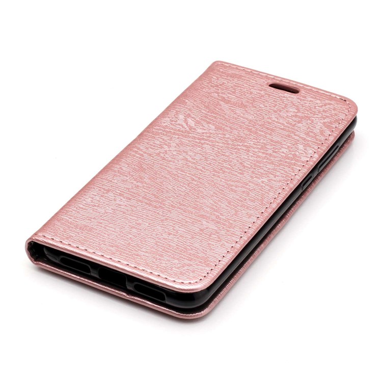 Auto-absorbing Tree Bark Texture Leather Card Holder Mobile Cover Accessory for Huawei P20 Pro - Rose Gold-4