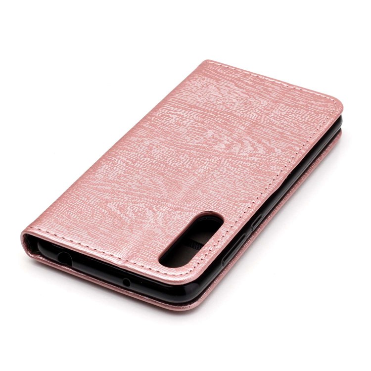 Auto-absorbing Tree Bark Texture Leather Card Holder Mobile Cover Accessory for Huawei P20 Pro - Rose Gold-5