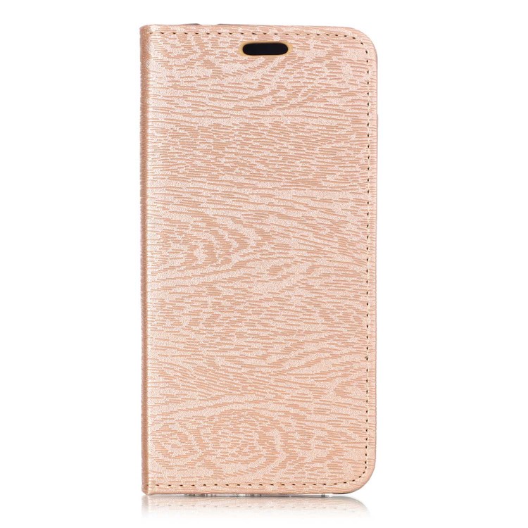 Auto-absorbing Tree Bark Texture Leather Phone Cover with Stand for Huawei P20 Pro - Gold-1