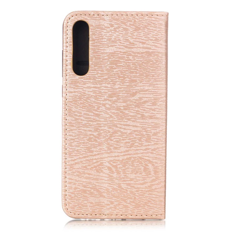 Auto-absorbing Tree Bark Texture Leather Phone Cover with Stand for Huawei P20 Pro - Gold-2