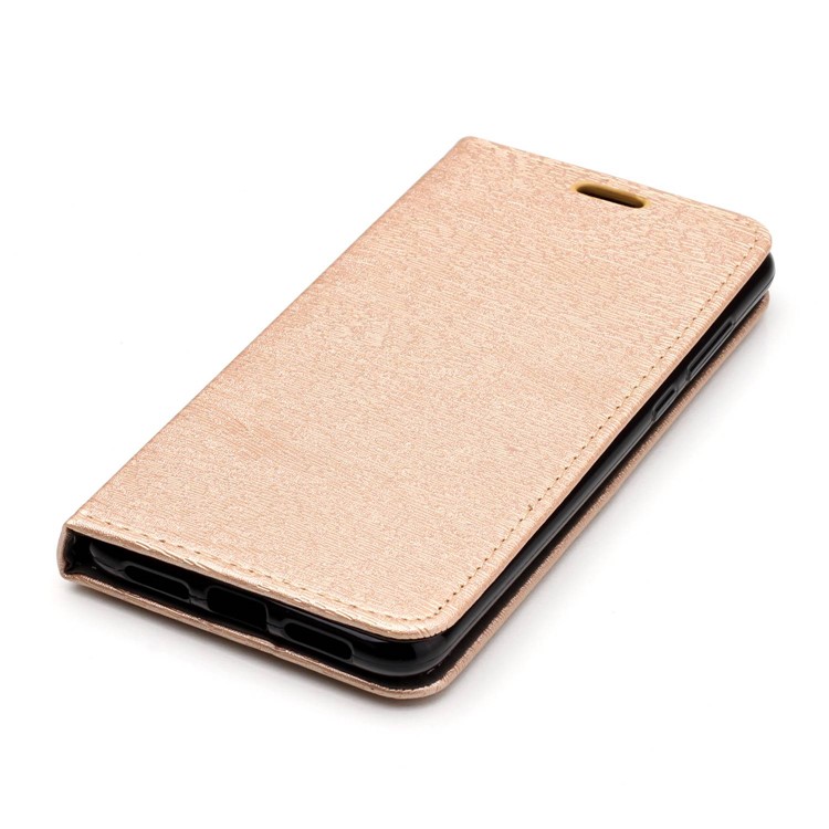 Auto-absorbing Tree Bark Texture Leather Phone Cover with Stand for Huawei P20 Pro - Gold-4