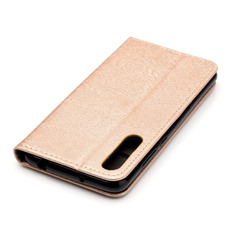Auto-absorbing Tree Bark Texture Leather Phone Cover with Stand for Huawei P20 Pro - Gold-5