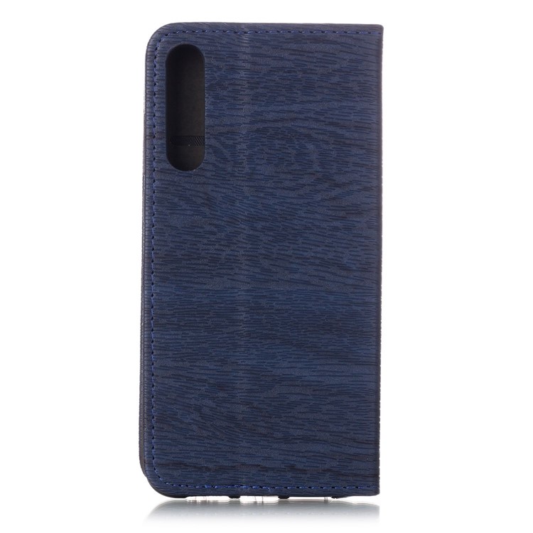 For Huawei P20 Pro Auto-absorbing Tree Bark Grain PU Leather Cellphone Casing with Card Holders - Dark Blue-2
