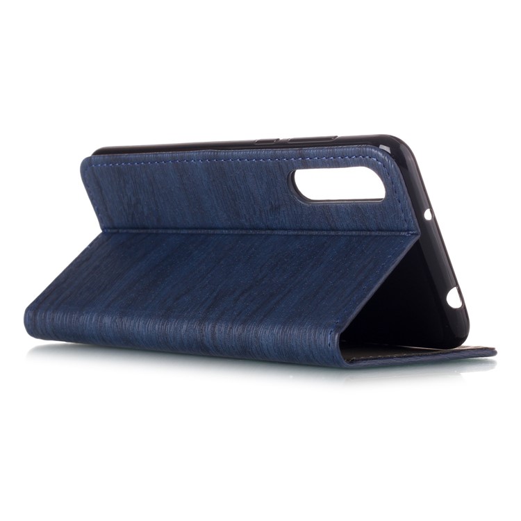 For Huawei P20 Pro Auto-absorbing Tree Bark Grain PU Leather Cellphone Casing with Card Holders - Dark Blue-3