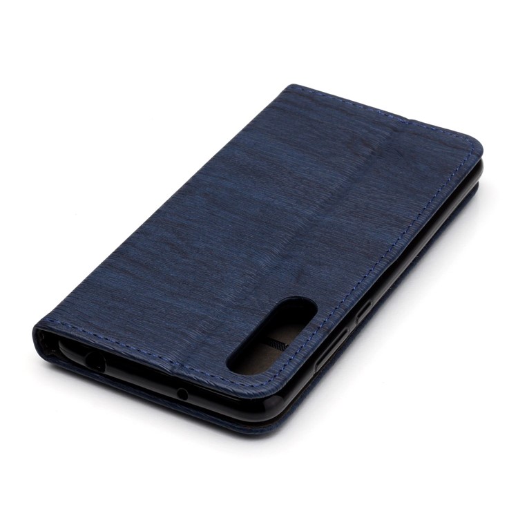 For Huawei P20 Pro Auto-absorbing Tree Bark Grain PU Leather Cellphone Casing with Card Holders - Dark Blue-5