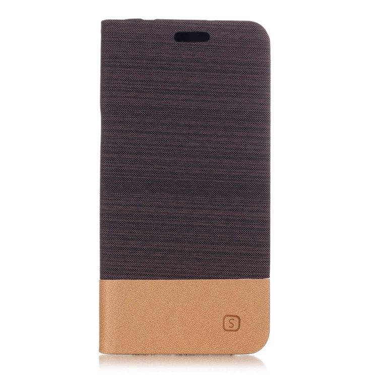Canvas Leather Mobile Cover with Stand for Huawei P20 Pro - Coffee-2