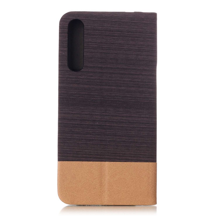 Canvas Leather Mobile Cover with Stand for Huawei P20 Pro - Coffee-3