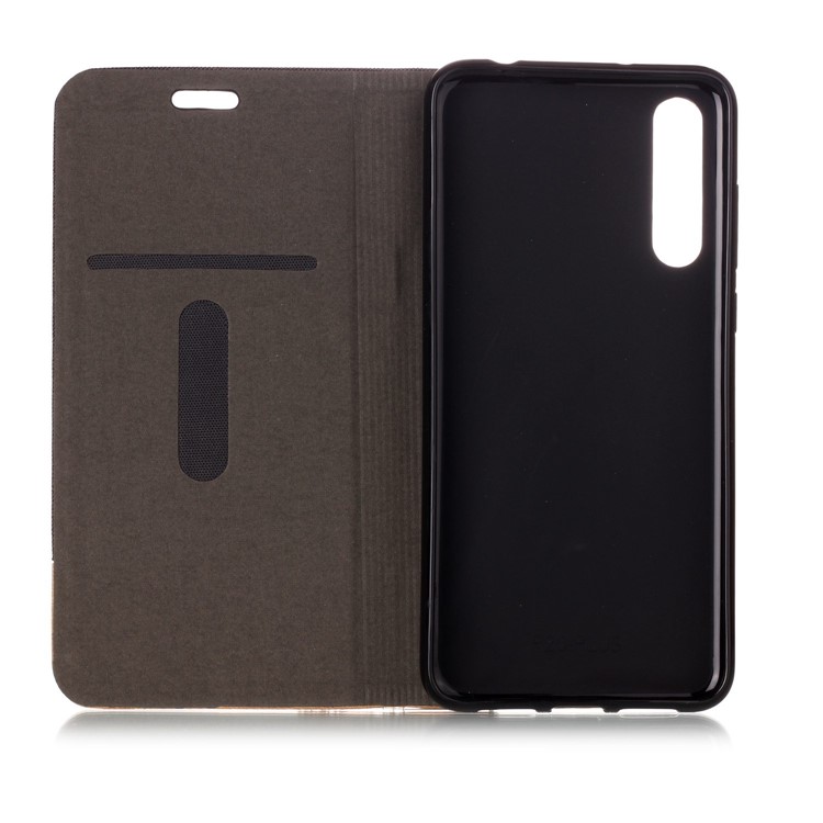 Canvas Leather Mobile Cover with Stand for Huawei P20 Pro - Coffee-4