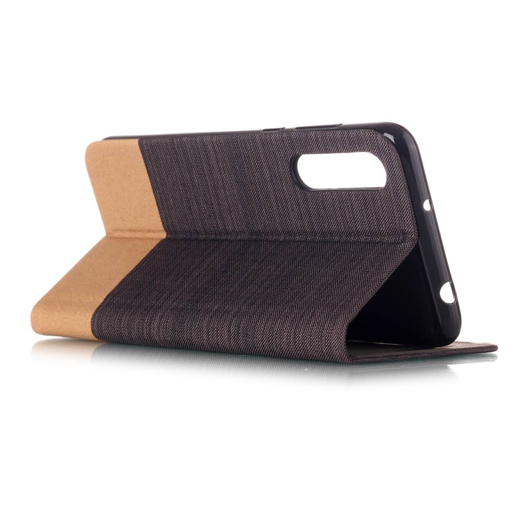 Canvas Leather Mobile Cover with Stand for Huawei P20 Pro - Coffee-5
