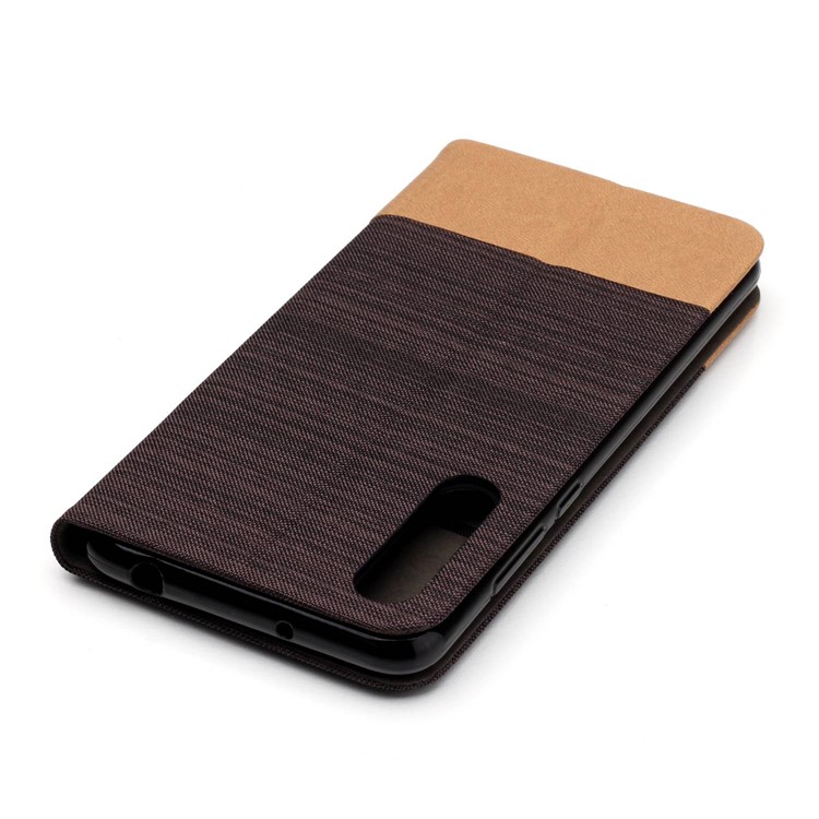 Canvas Leather Mobile Cover with Stand for Huawei P20 Pro - Coffee-7